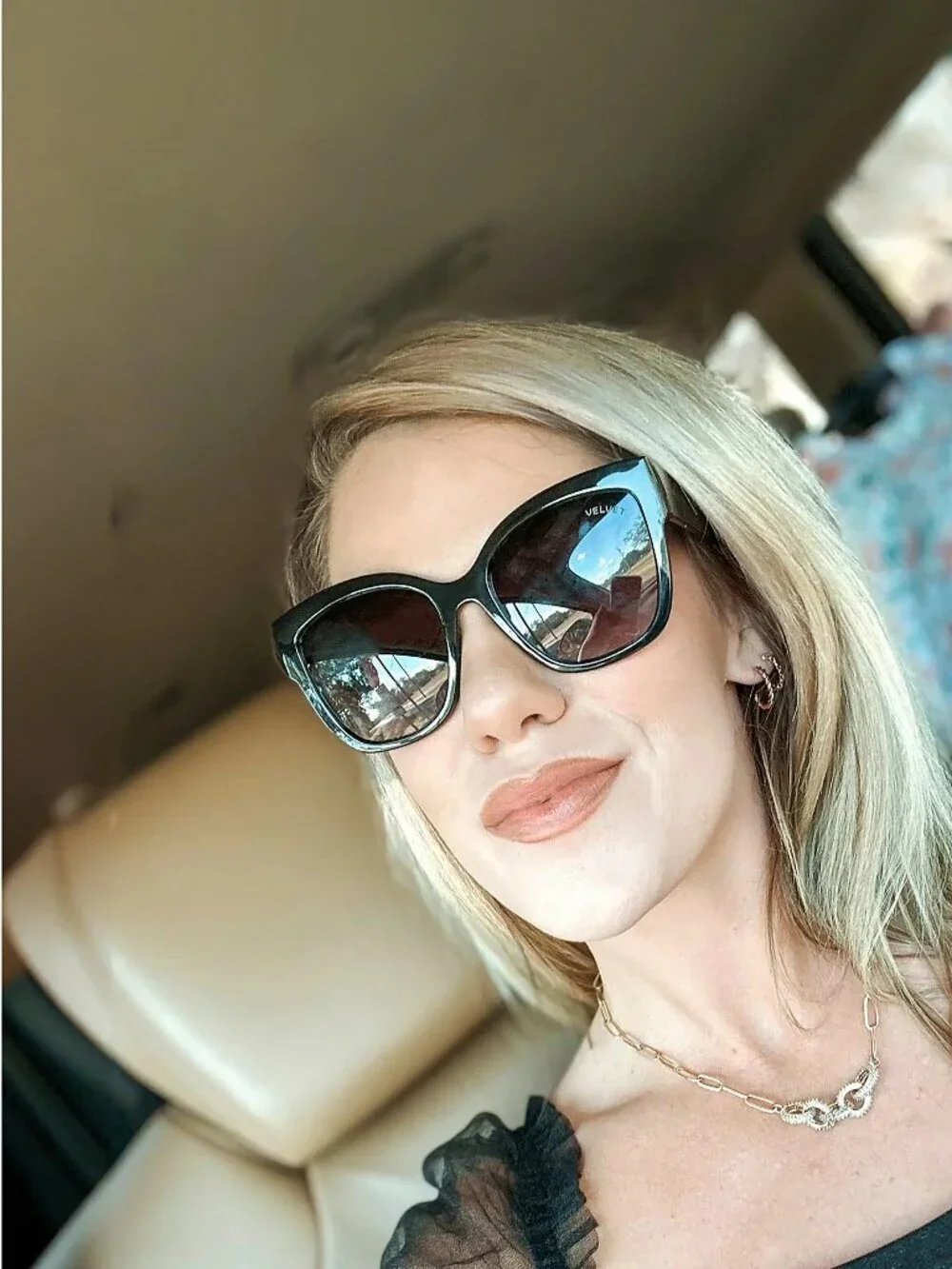 Velvet Eyewear Jane Sunglasses Black Oversized Cat Eye